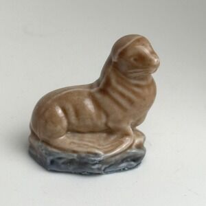Wade Whimsies Seal Sea Lion on Rock Miniature Porcelain Tan Brown Wade England